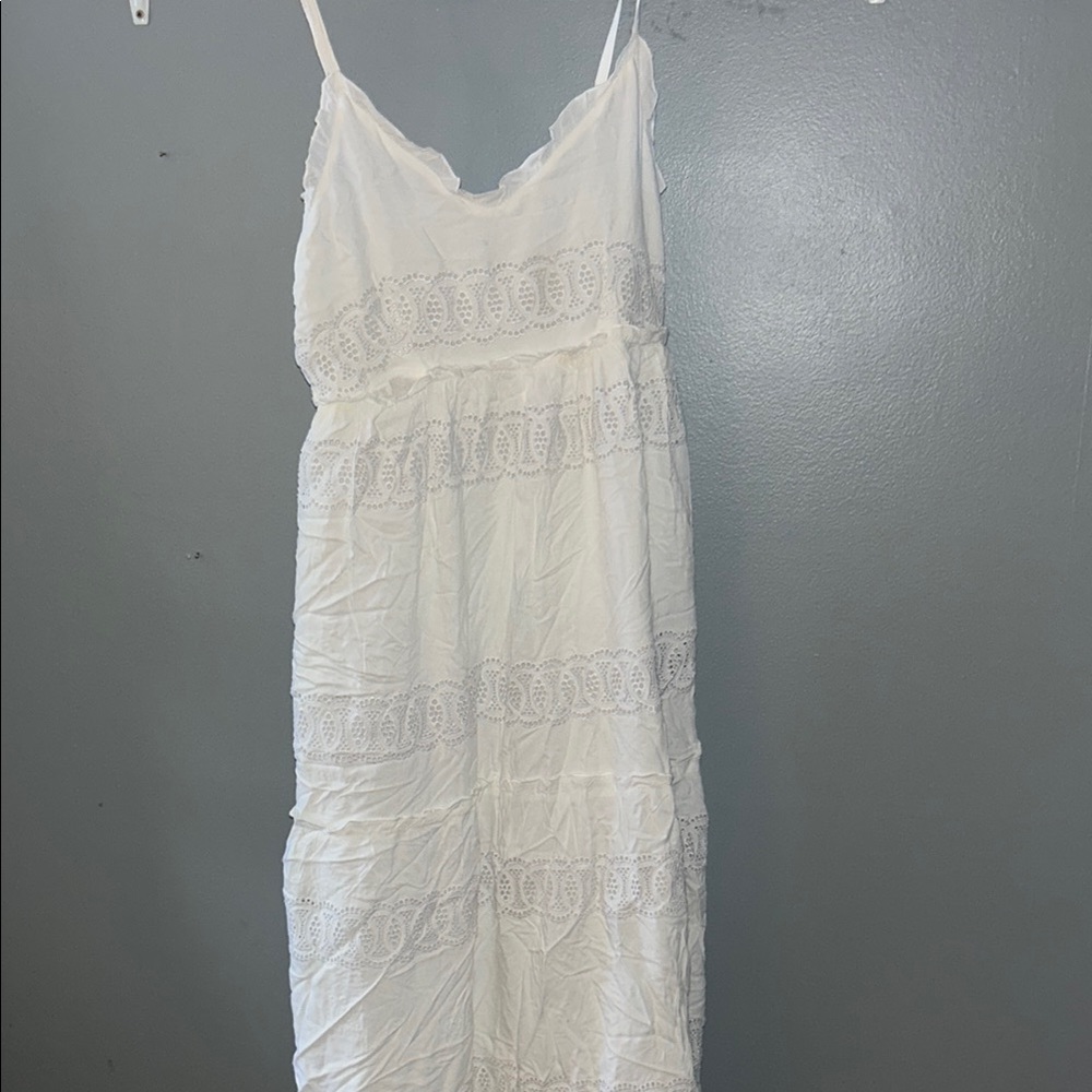 White Lace Trim Dress